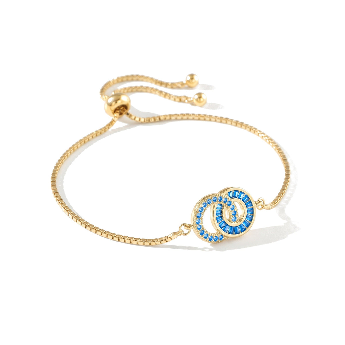 Moeder-dochter-armband in goud – Moeder: December (Blauwe Zirkon), Dochter: December (Blauwe Zirkon)