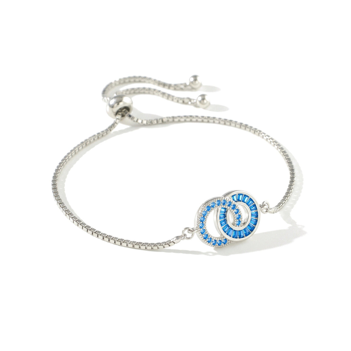 Moeder-dochter-armband in zilver – Moeder: December (Blauwe Zirkon), Dochter: December (Blauwe Zirkon)