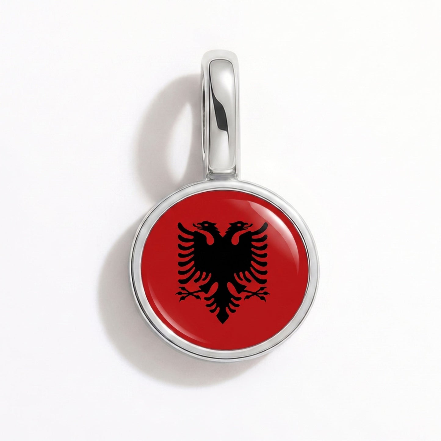 Charm vlag Albanië – rechthoekig zilver