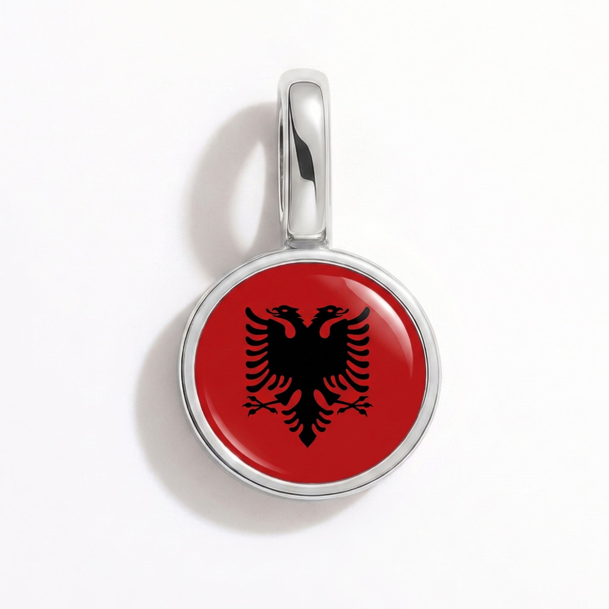 Charm vlag Albanië – rechthoekig zilver