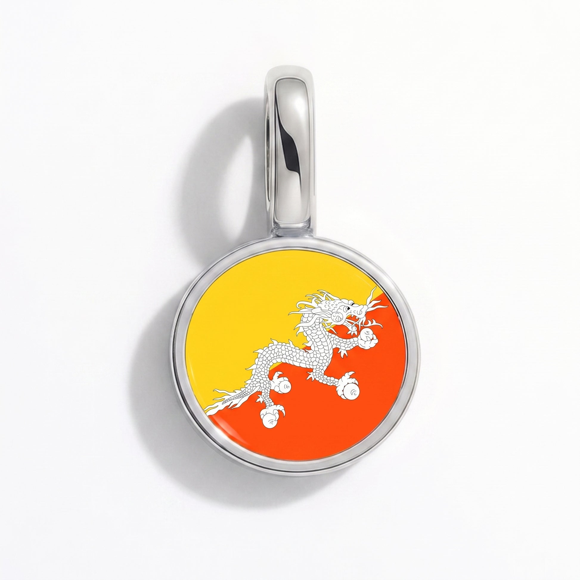 Charm vlag Bhutan – rond zilver