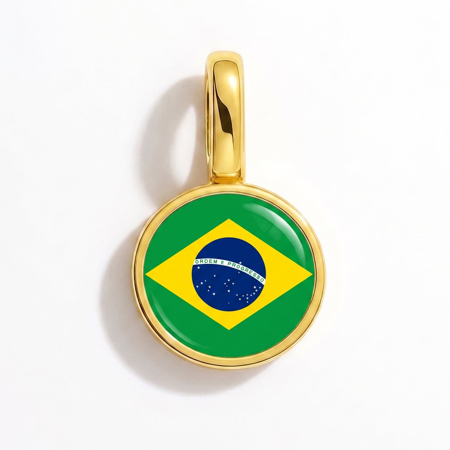 Charm vlag Brazilië – rond goud