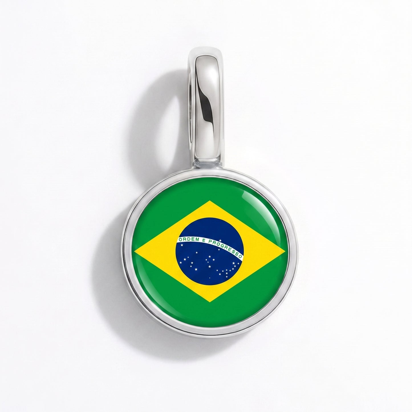 Charm vlag Brazilië – rond zilver