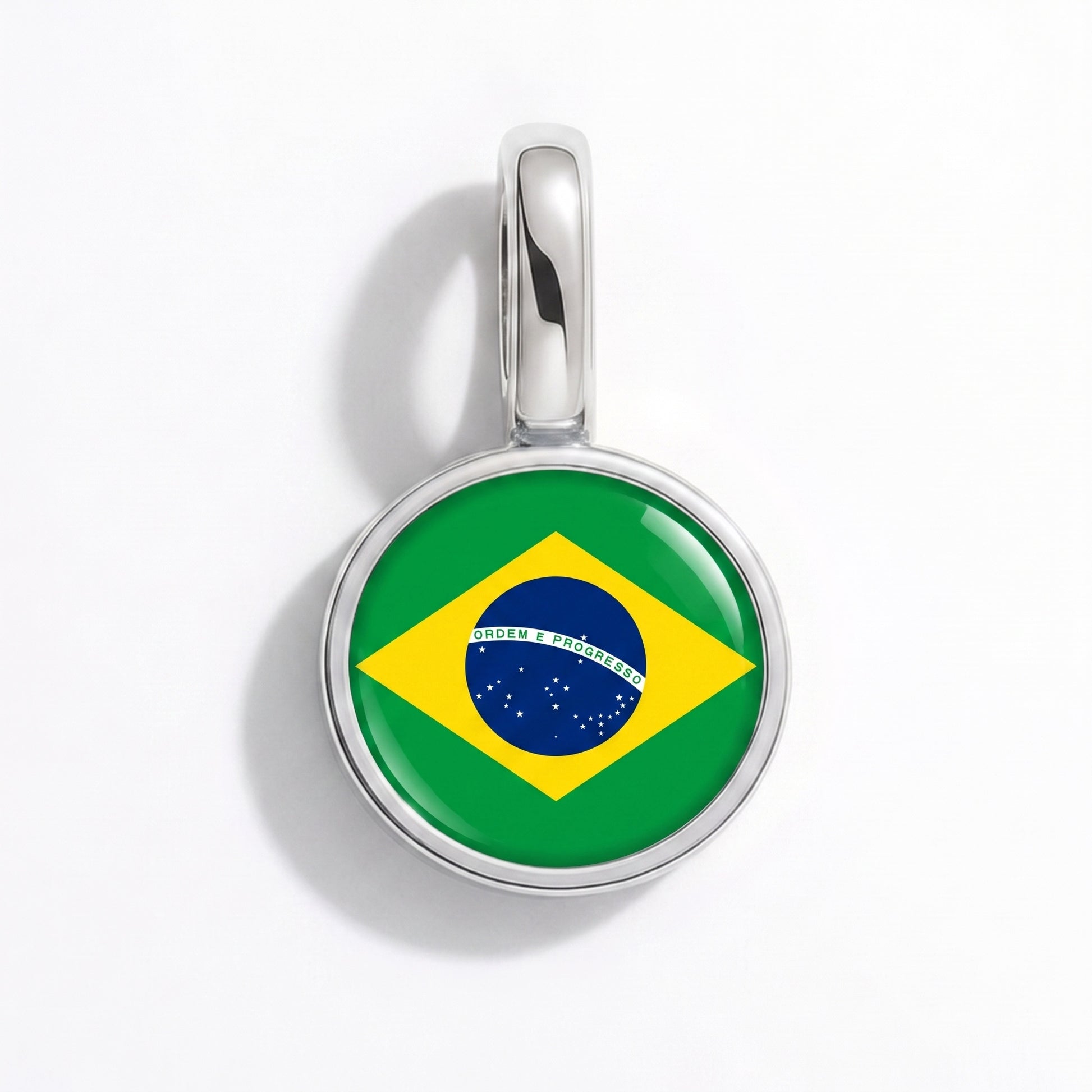 Charm vlag Brazilië – rond zilver