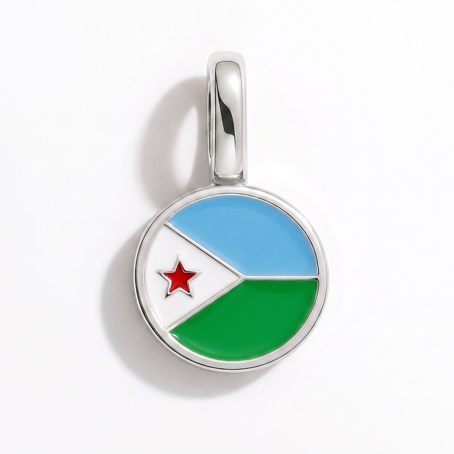 Charm vlag Djibouti – rond zilver