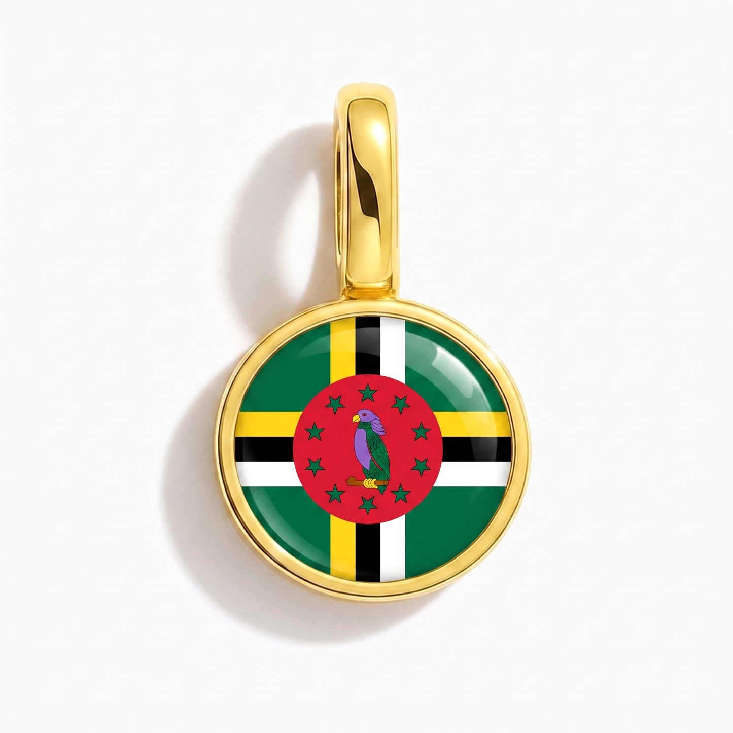 Charm vlag Dominica – rond goud
