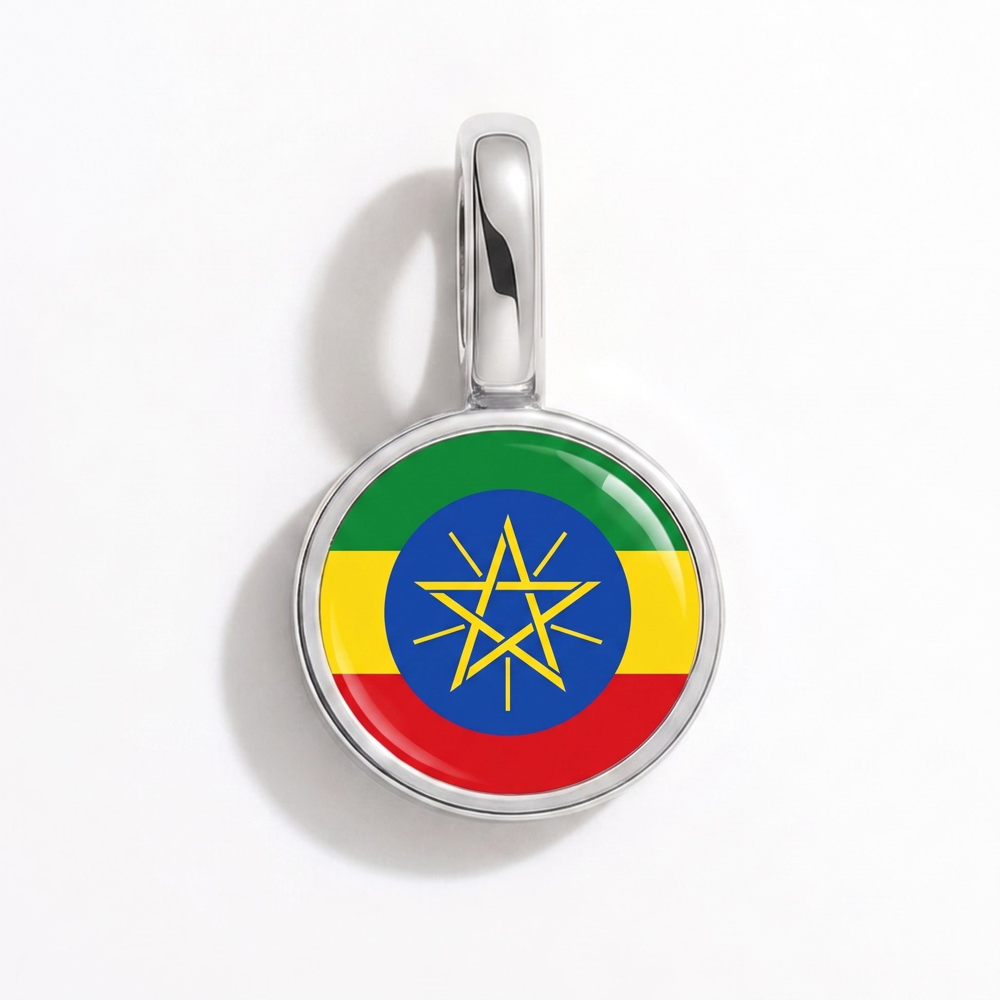 Charm vlag Ethiopië – rond zilver