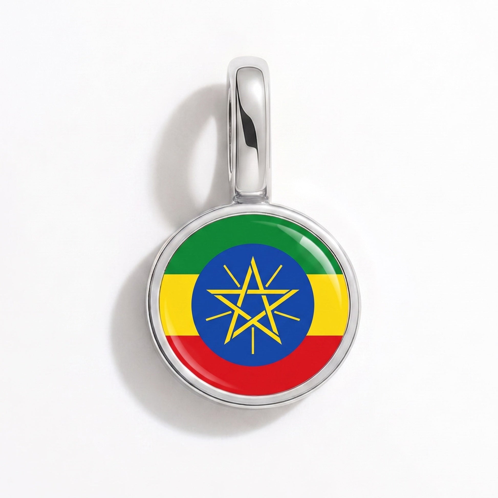 Charm vlag Ethiopië – rechthoekig zilver