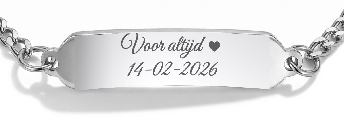 Voorbeeld: gravure op de achterkant van de ogenarmband