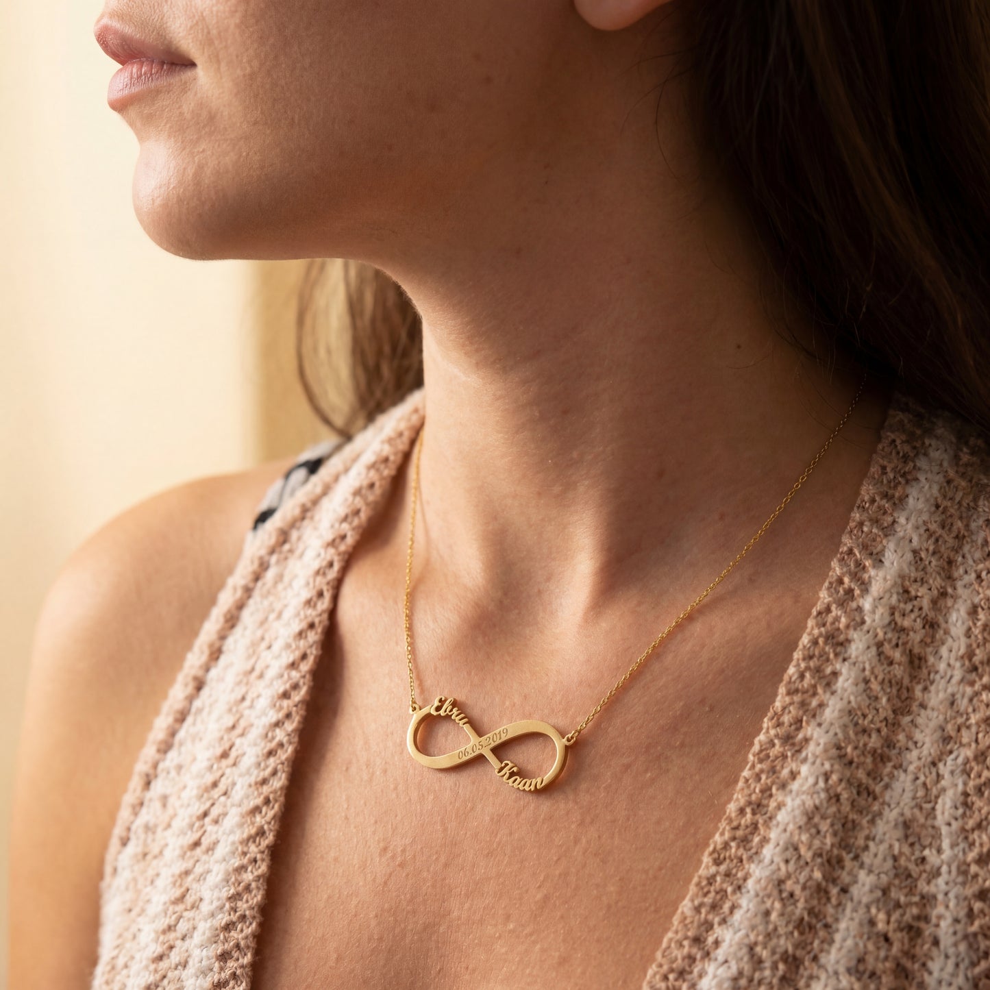 Oneindige liefde ketting met gravure