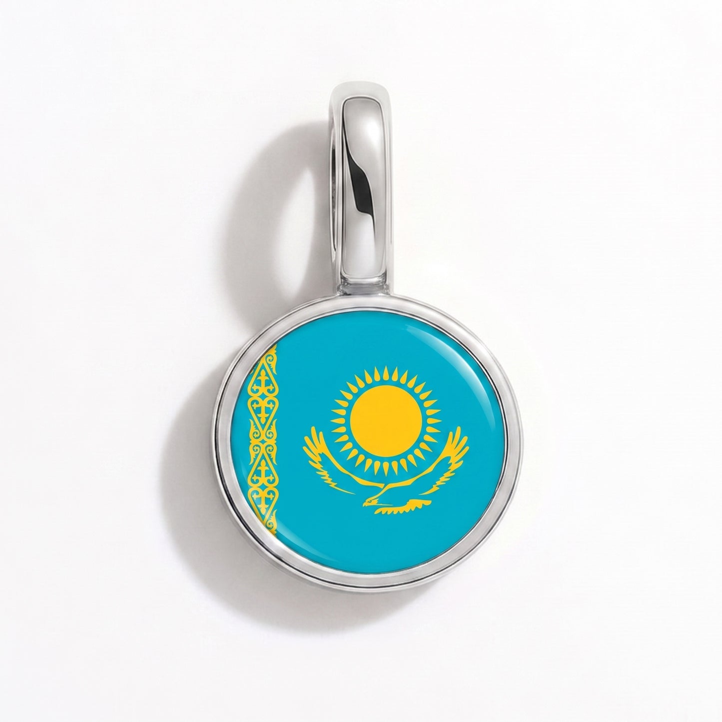 Charm vlag Kazachstan – rond zilver