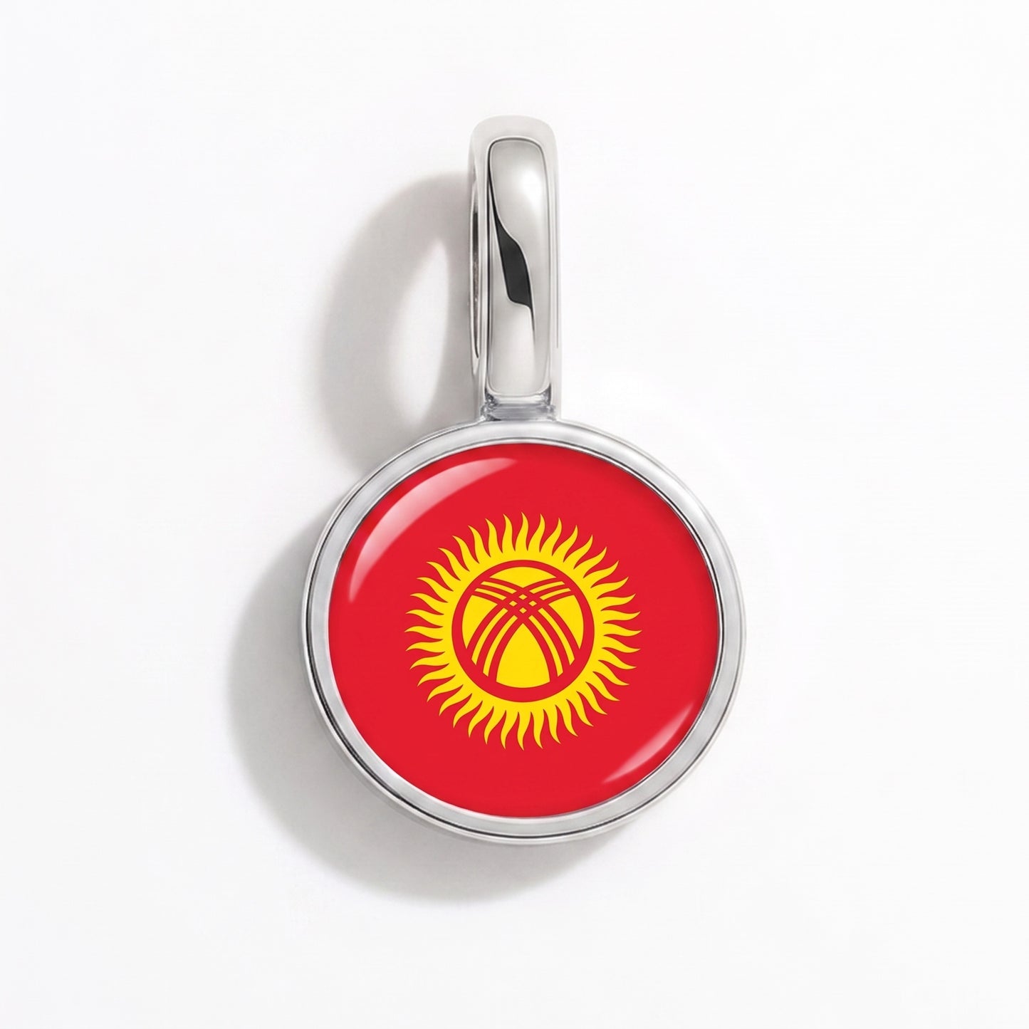 Charm vlag Kirgizië – rond zilver
