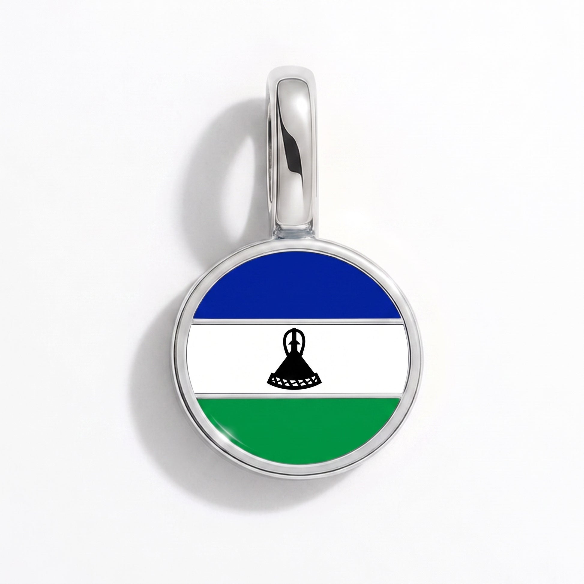 Charm vlag Lesotho – rond zilver