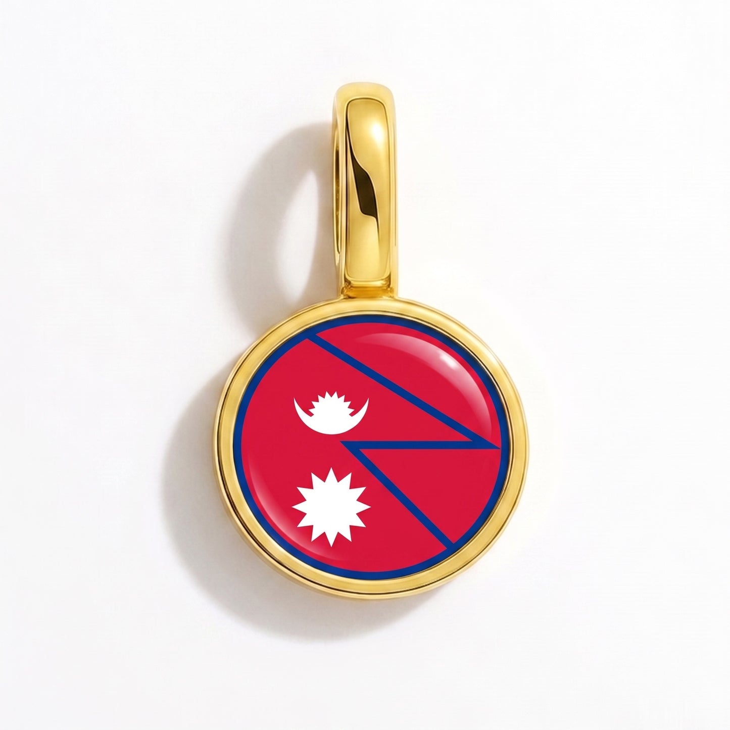 Charm vlag Nepal – rond goud
