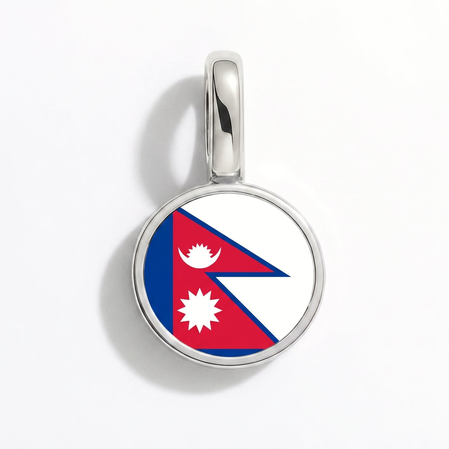 Charm vlag Nepal – rond zilver