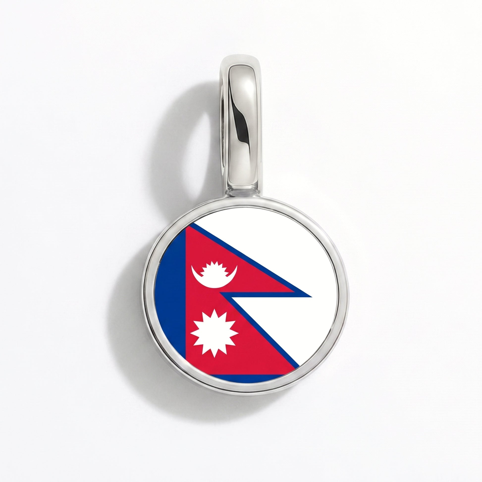 Charm vlag Nepal – rond zilver
