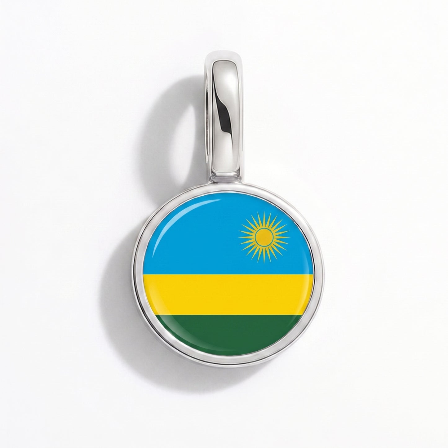 Charm vlag Rwanda – rond zilver