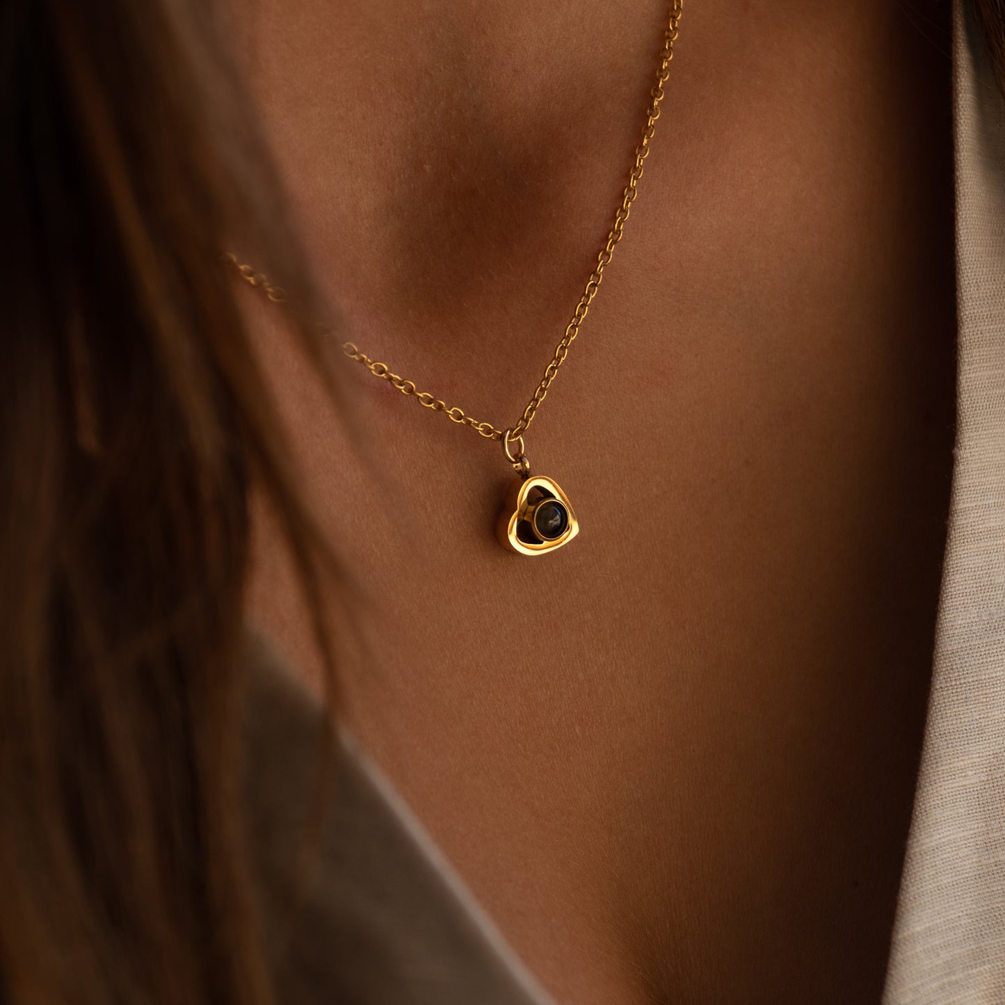 Gepersonaliseerde fotoketting in hartvorm