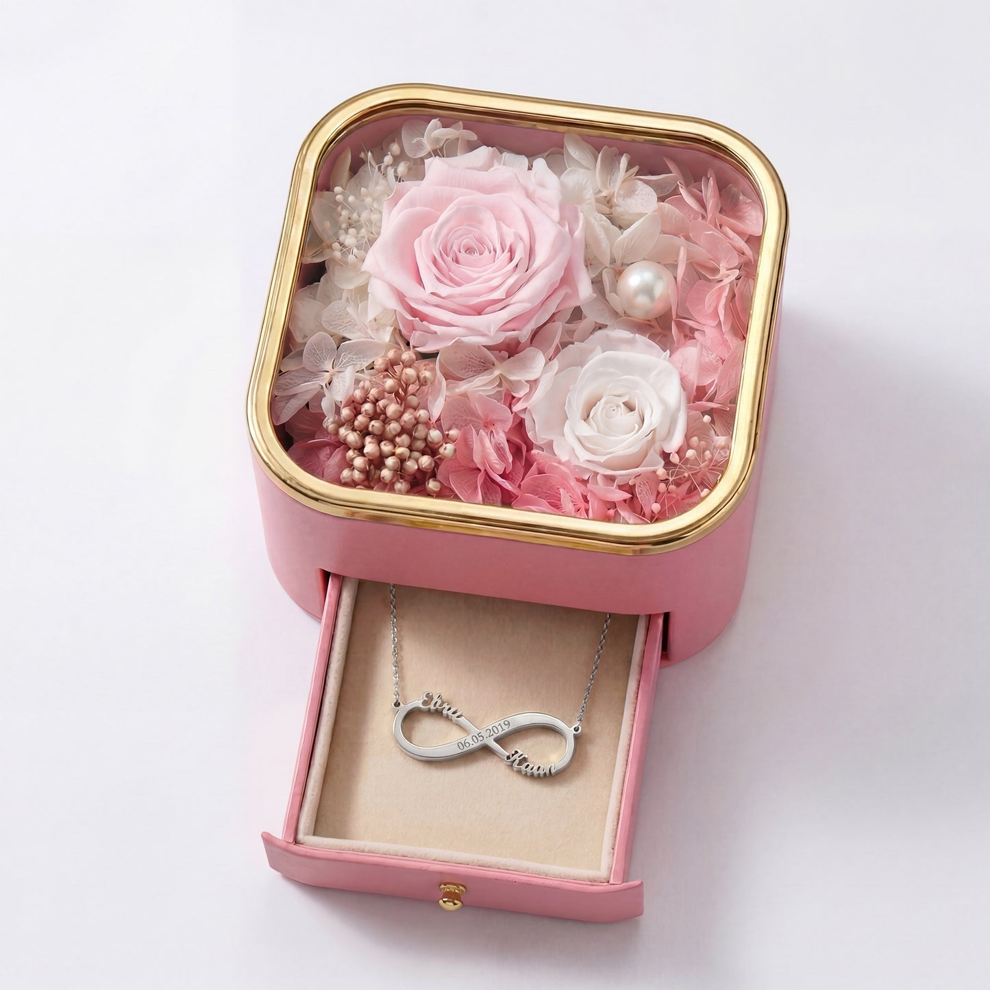 Oneindige liefde ketting met gravure
