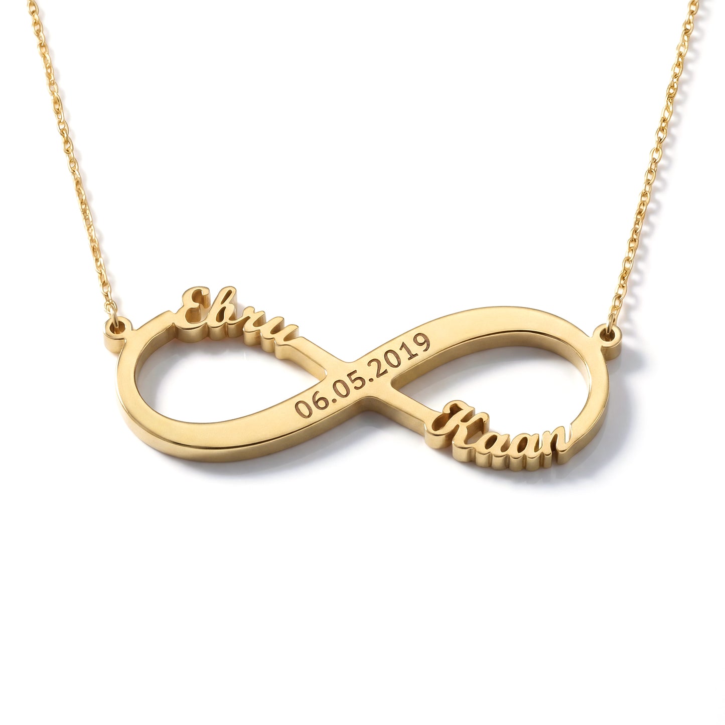 Oneindige liefde ketting met gravure