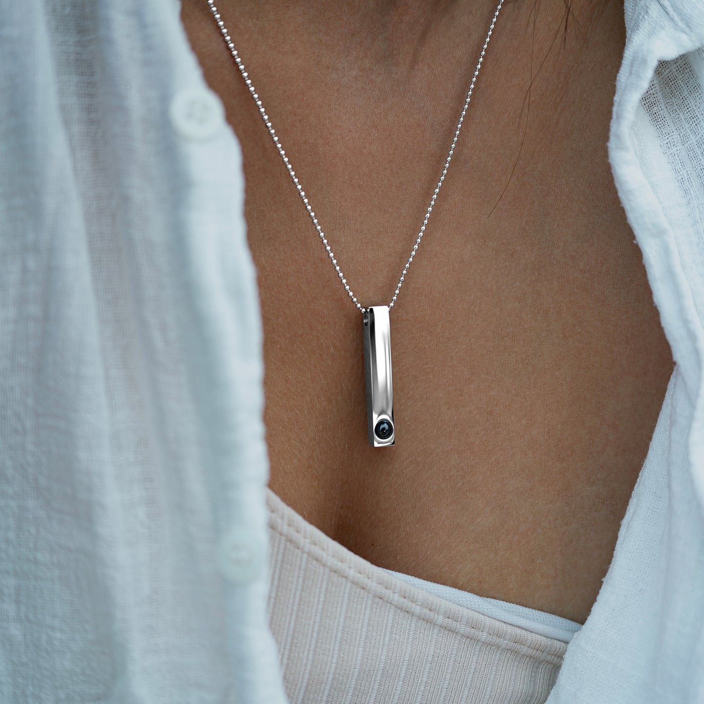 Fotoketting met je eigen foto - Staaf met bolletjesketting