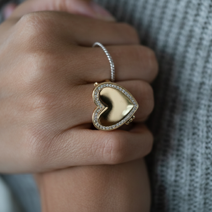 Medaillon Ring met Foto - Hart