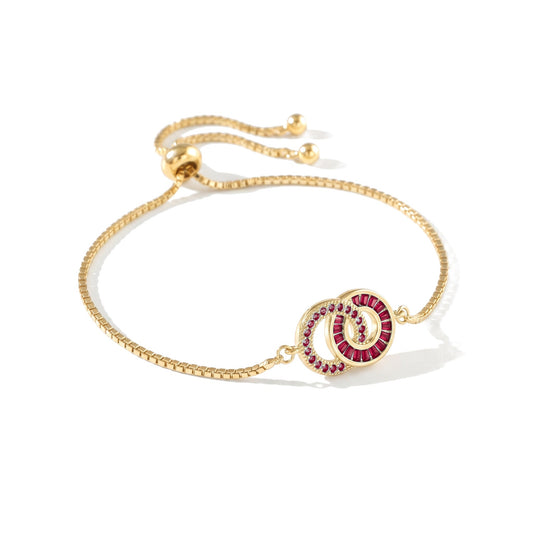 Moeder-dochter-armband in goud – Moeder: Januari (Granaat), Dochter: Januari (Granaat)