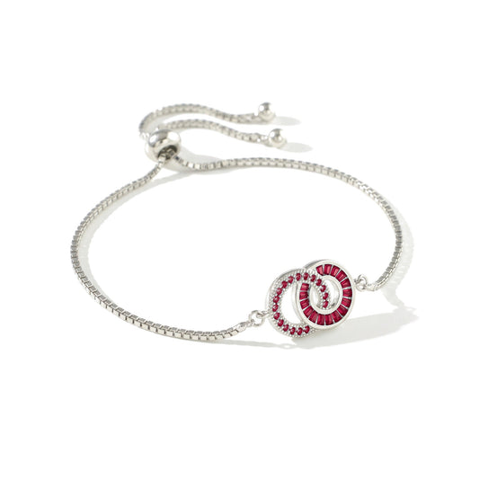 Moeder-dochter-armband in zilver – Moeder: Januari (Granaat), Dochter: Januari (Granaat)