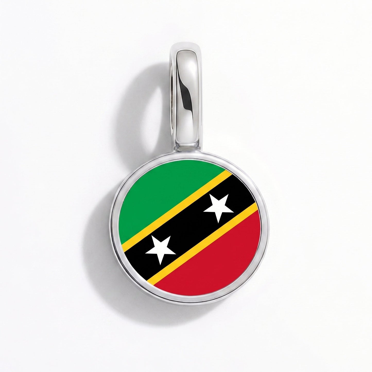 Charm vlag Saint Kitts en Nevis – rechthoekig zilver
