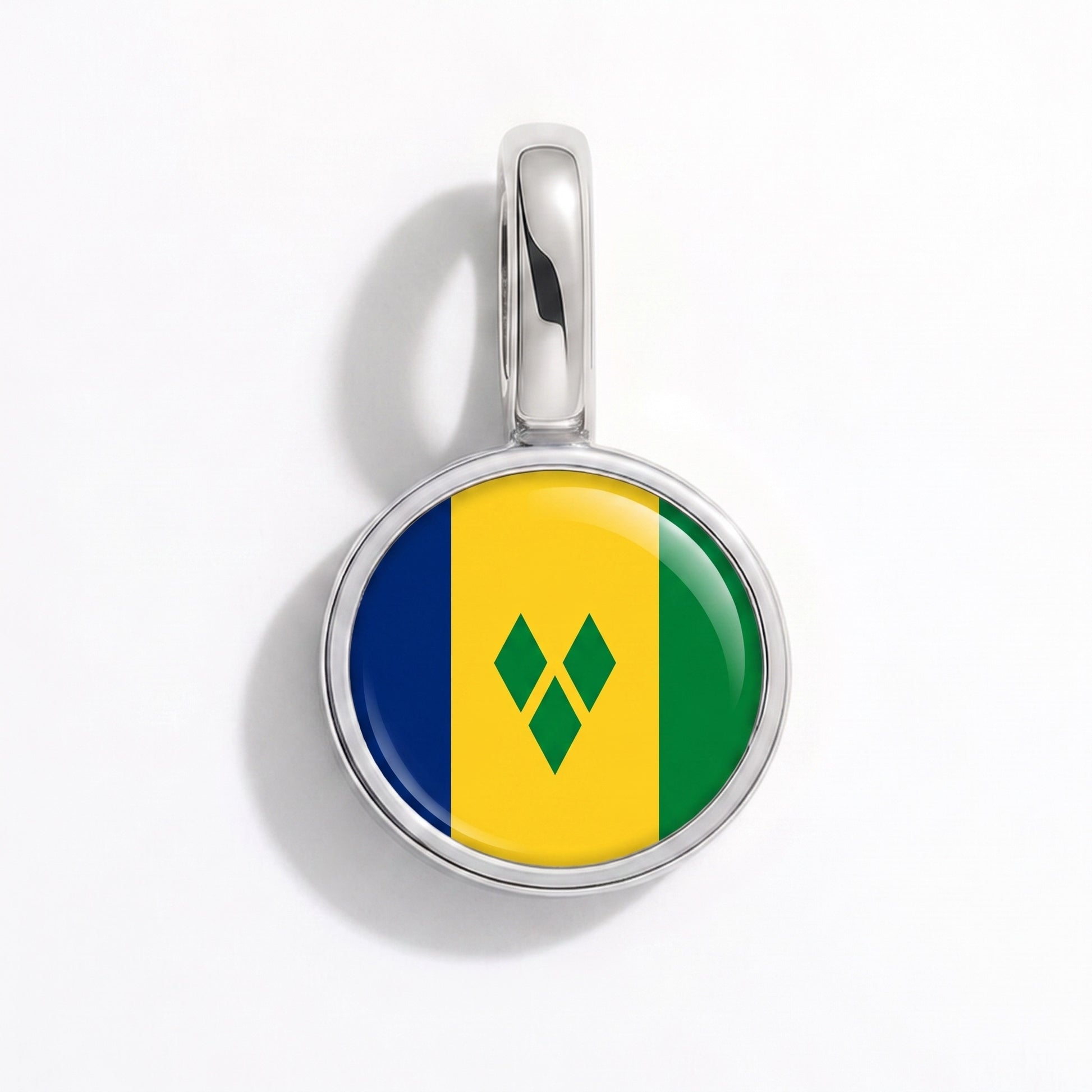 Charm vlag Saint Vincent en de Grenadines – rond zilver