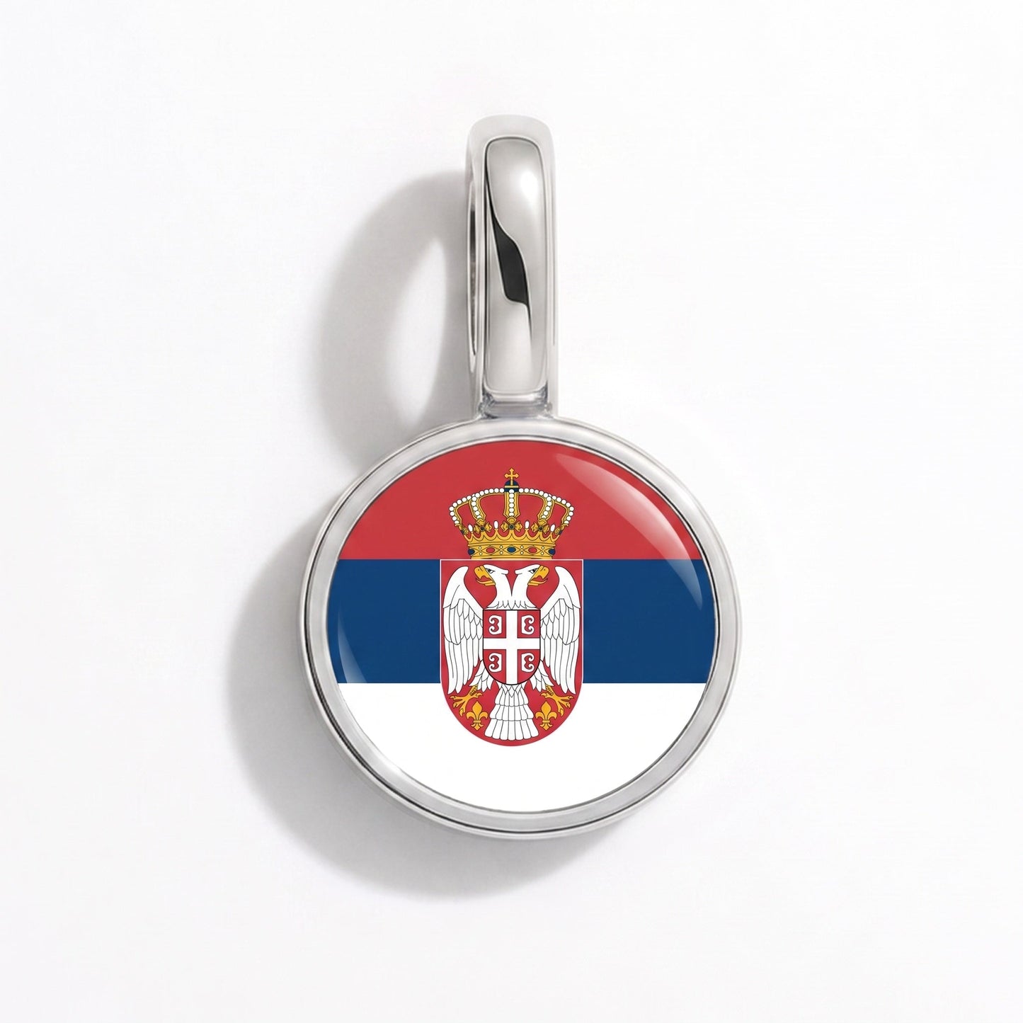 Charm vlag Servië – rechthoekig zilver