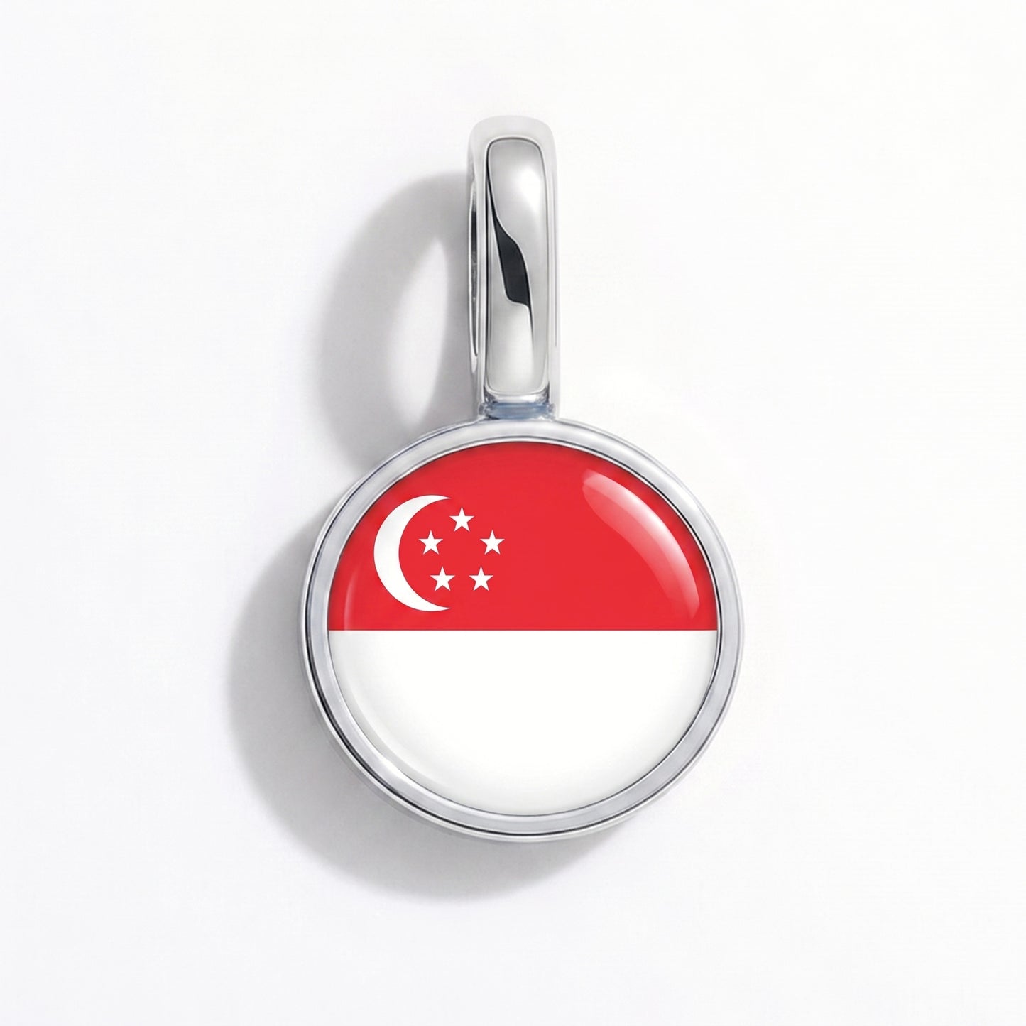 Charm vlag Singapore – rond zilver