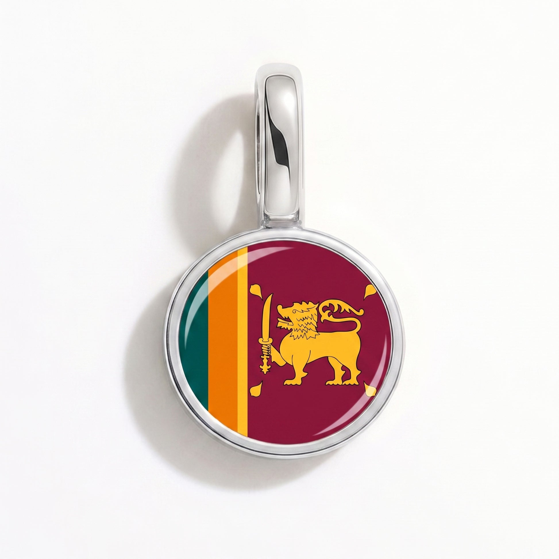 Charm vlag Sri Lanka – rond zilver
