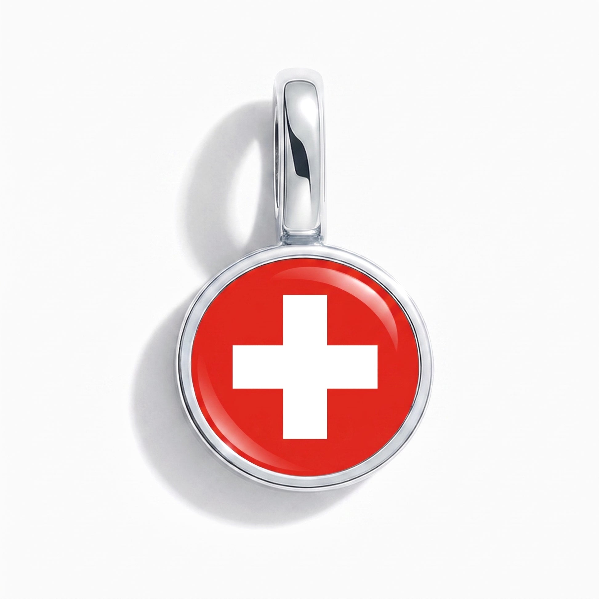 Charm vlag Zwitserland – rond zilver