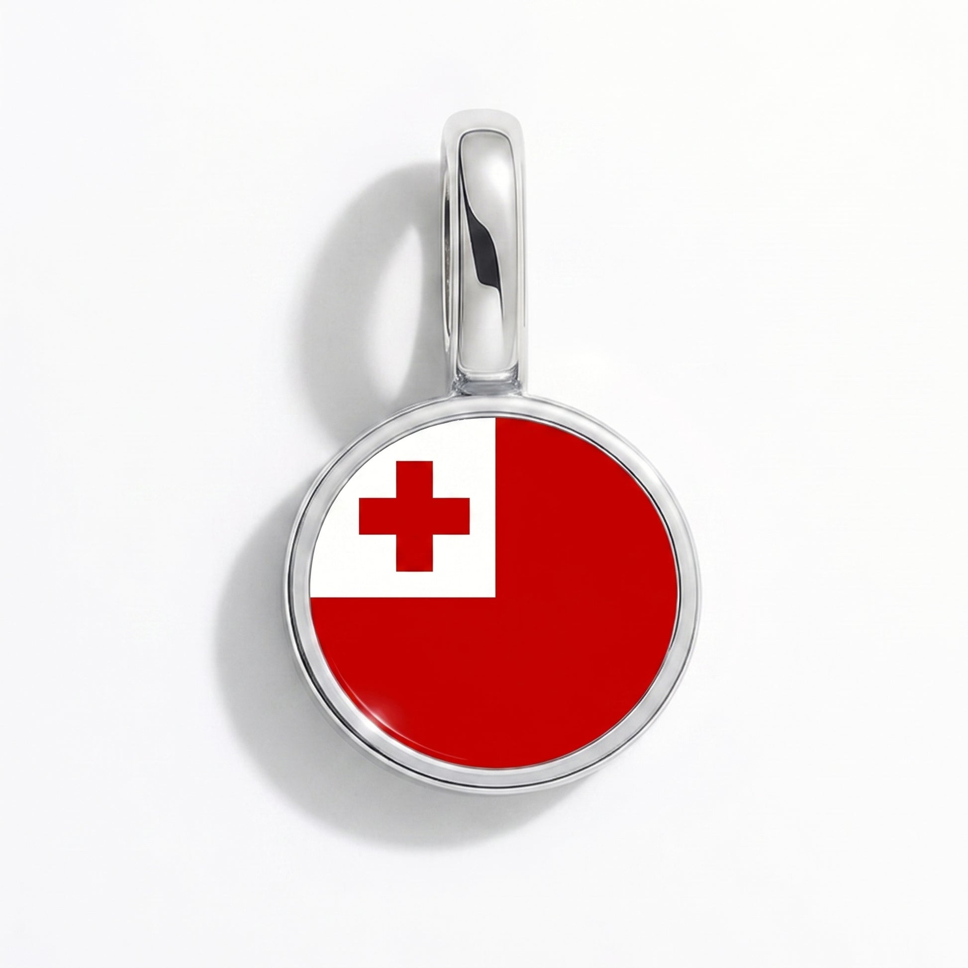 Charm vlag Tonga – rond zilver