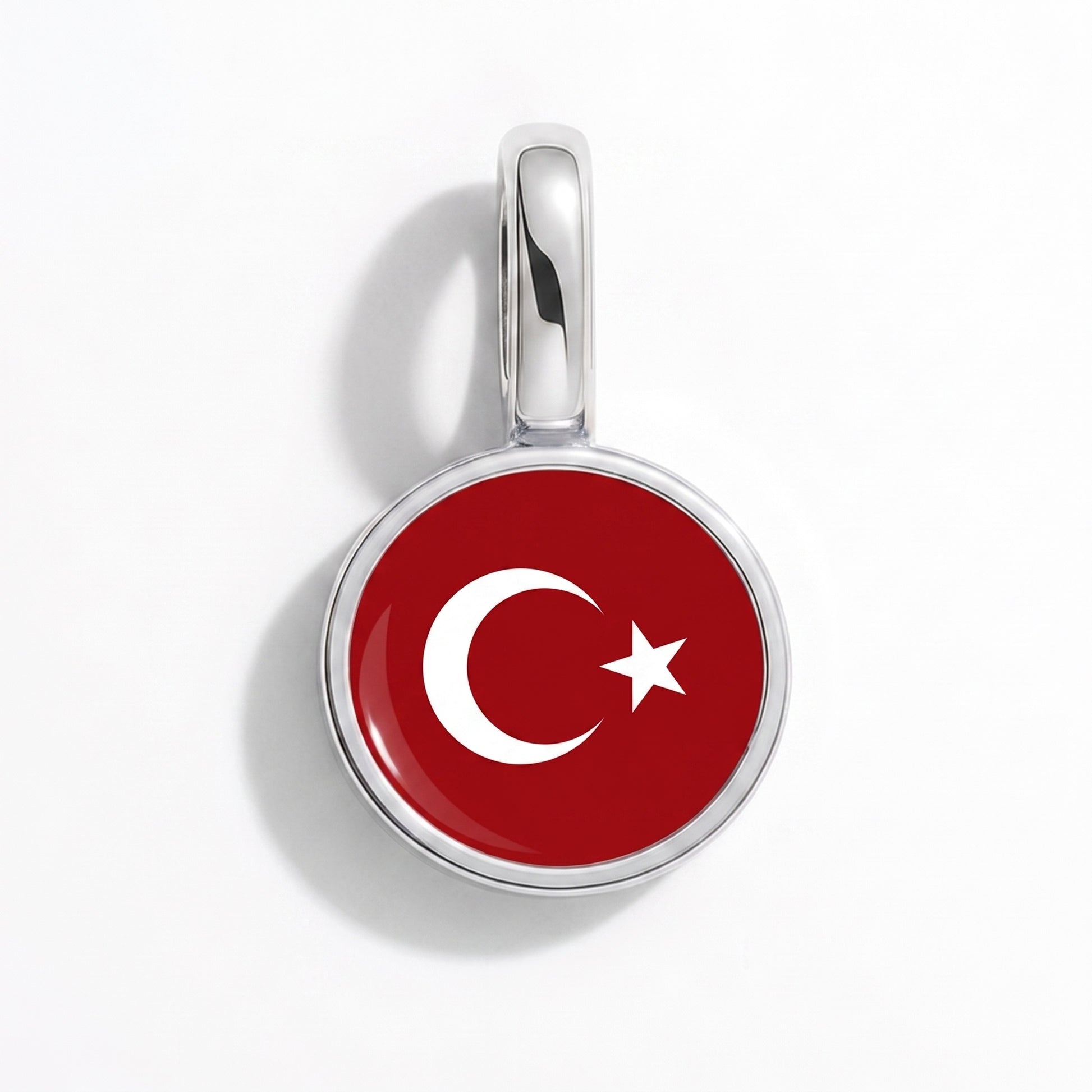 Charm vlag Turkije – rond zilver