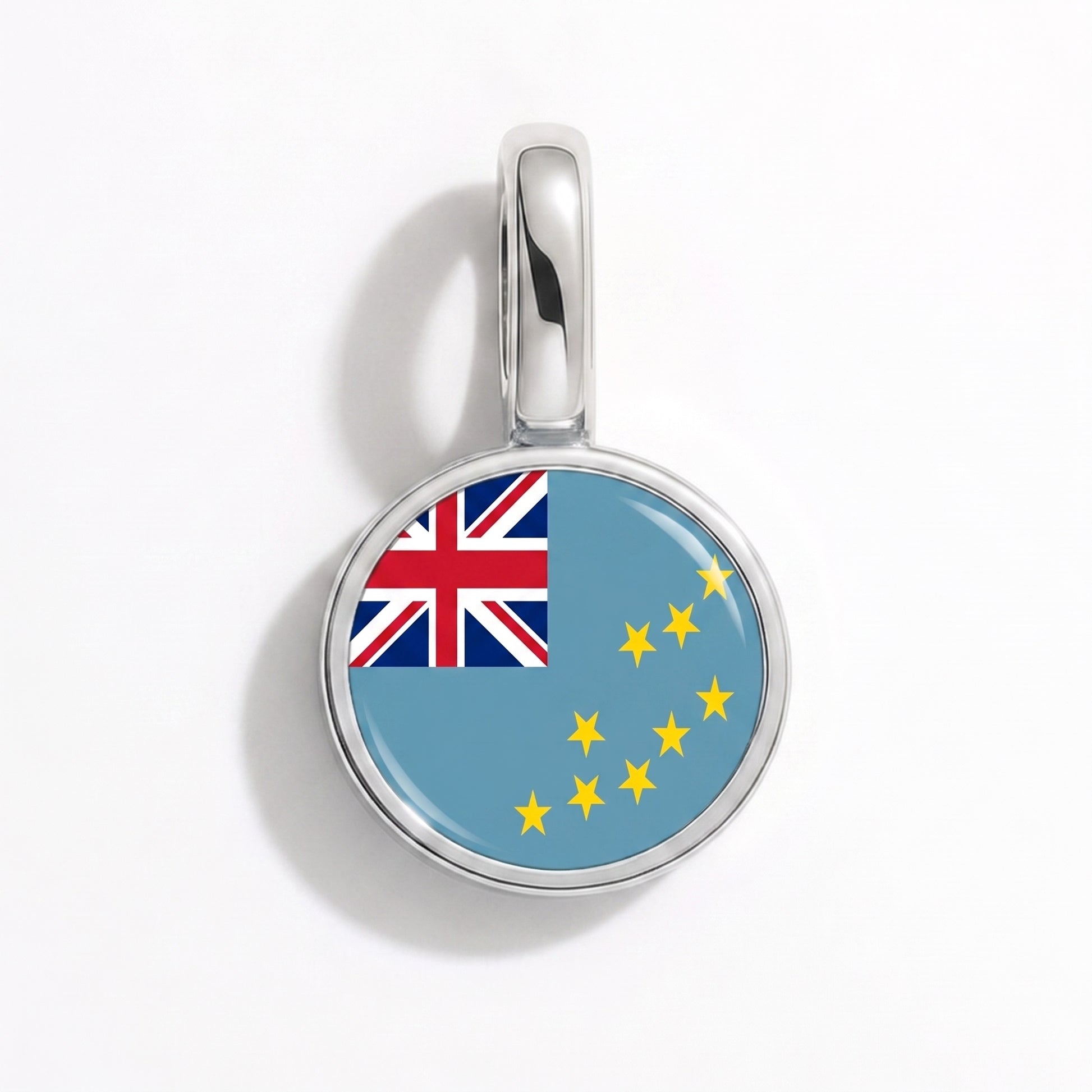 Charm vlag Tuvalu – rond zilver