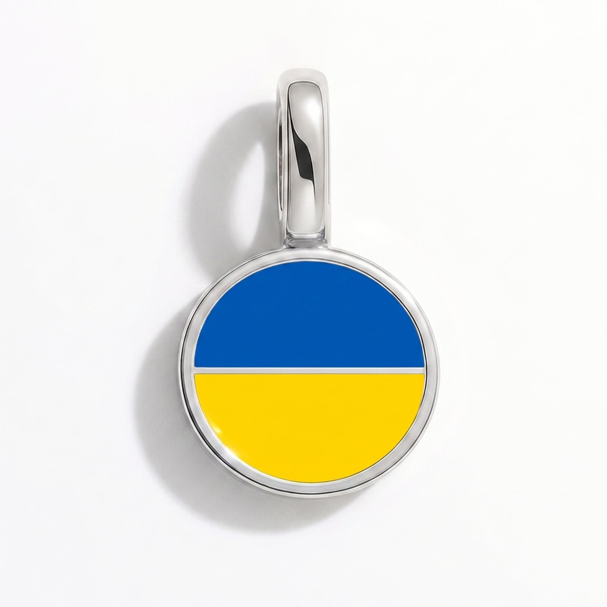 Charm vlag Oekraïne – rond zilver