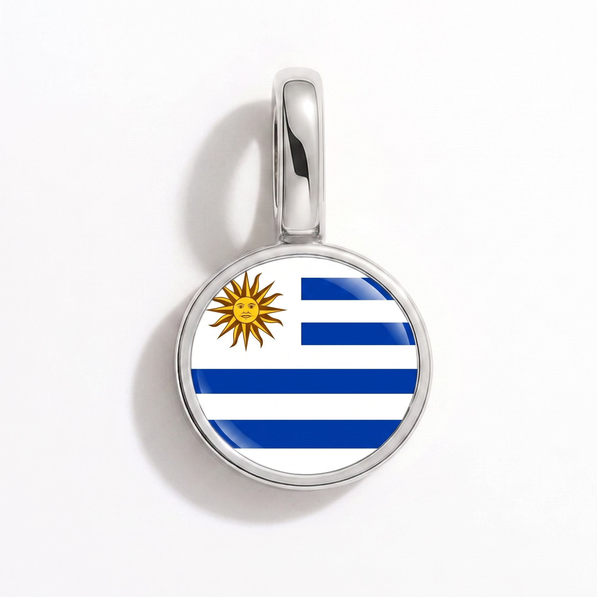 Charm vlag Uruguay – rond zilver