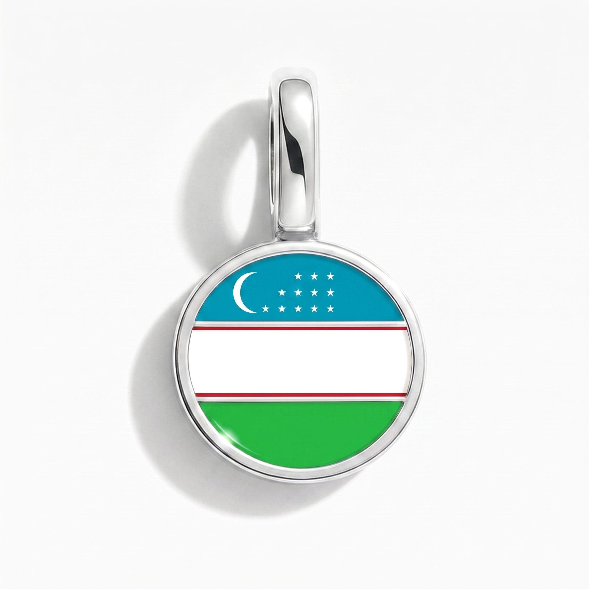 Charm vlag Oezbekistan – rond zilver
