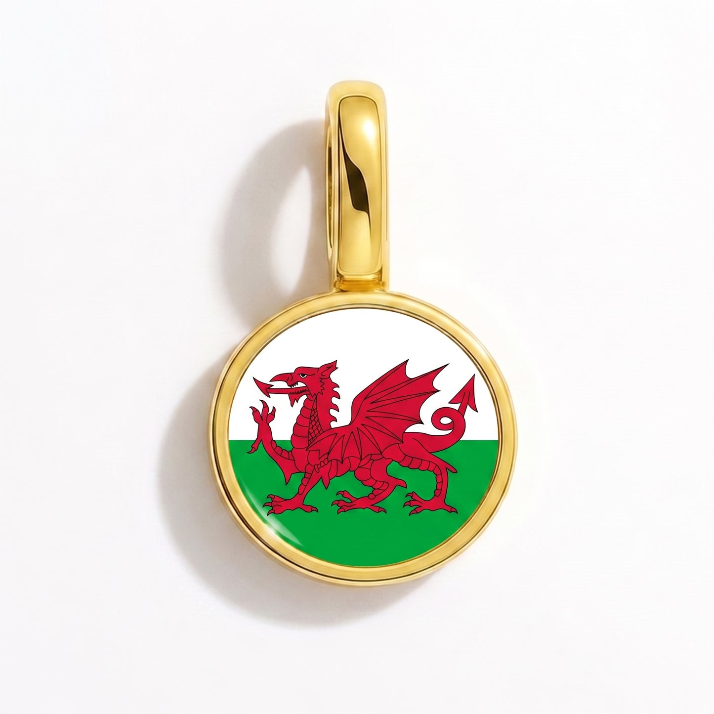 Charm vlag Wales – rond goud