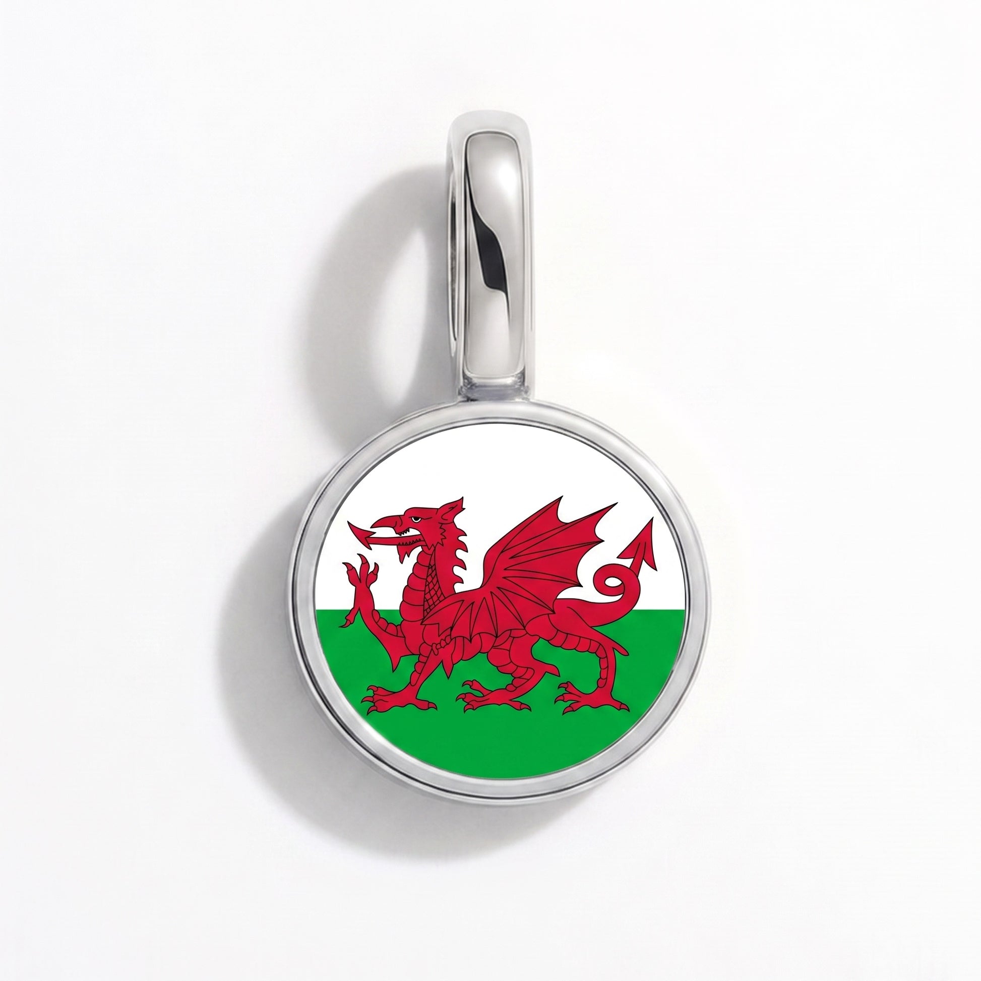 Charm vlag Wales – rond zilver