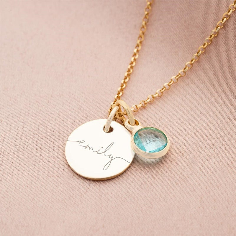 Gepersonaliseerde naamketting met geboortesteen
