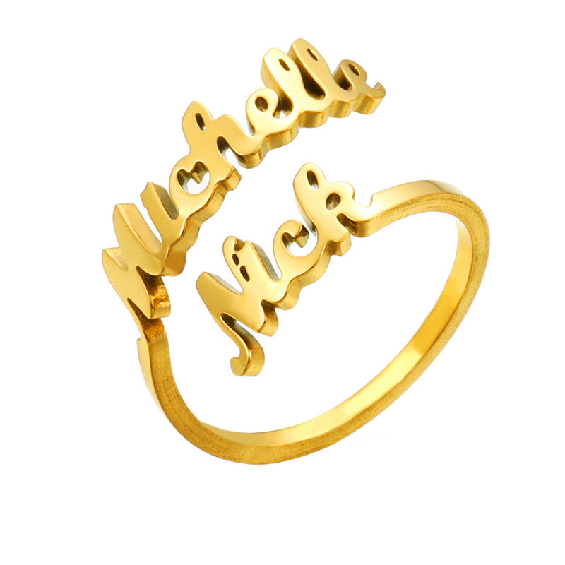 Gepersonaliseerde naamring met 2 namen voor koppels/BFF's