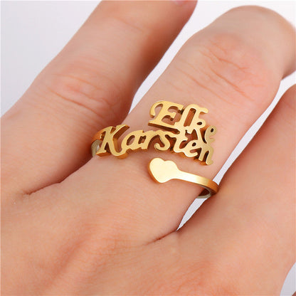 Gepersonaliseerde naamring met 2 namen voor koppels/BFF's