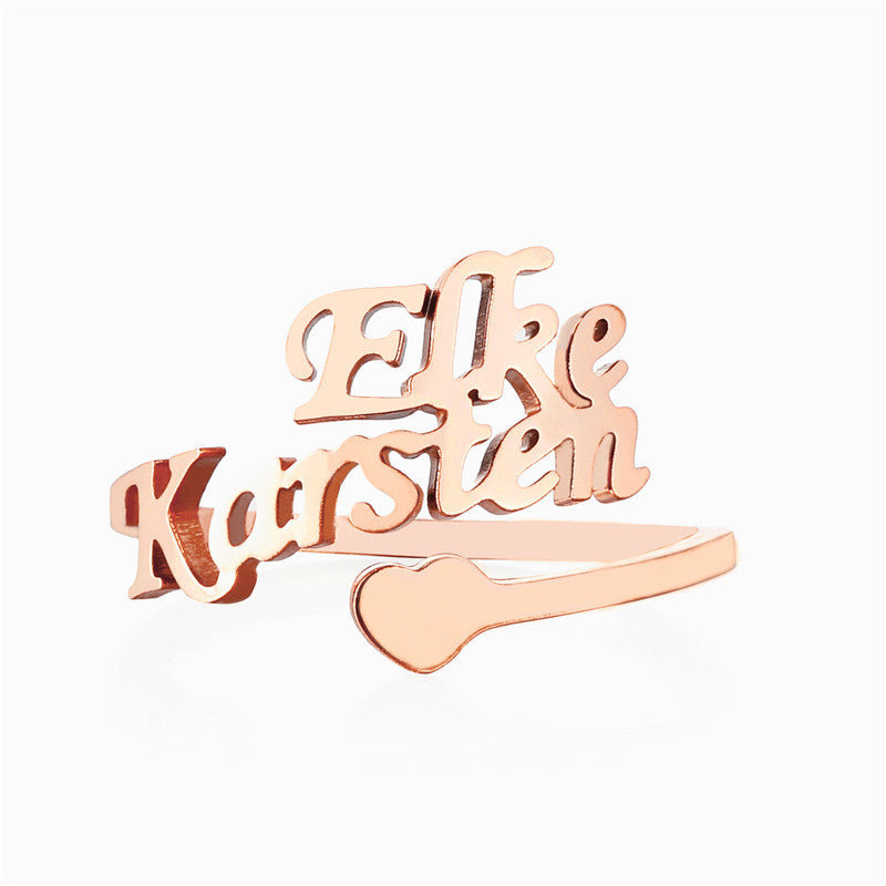 Gepersonaliseerde naamring met 2 namen voor koppels/BFF's