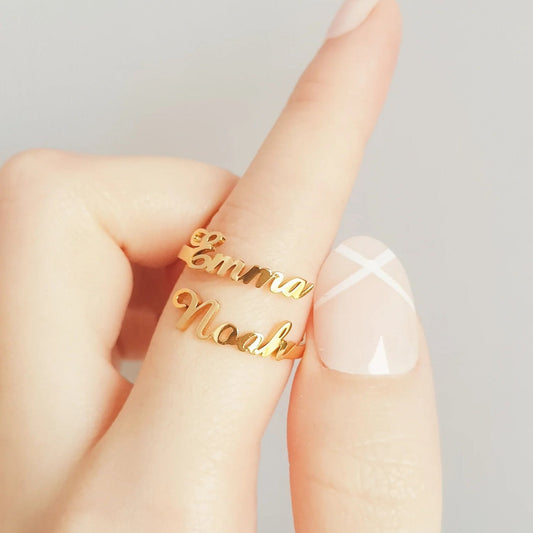 Gepersonaliseerde naamring met 2 namen voor koppels/BFF's